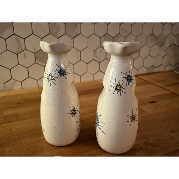 Franciscan Atomic Starburst Oil & Vinegar Cruets with Stoppers Vintage Rare - Picture 8 of 8